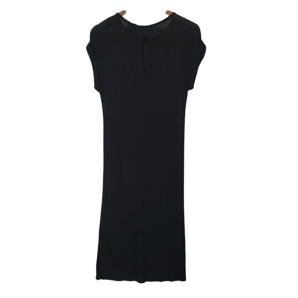 Forever 21 Ribbed Midi Dress Juniors Size S Black Sheer Panel Keyhole Back - Picture 2 of 6